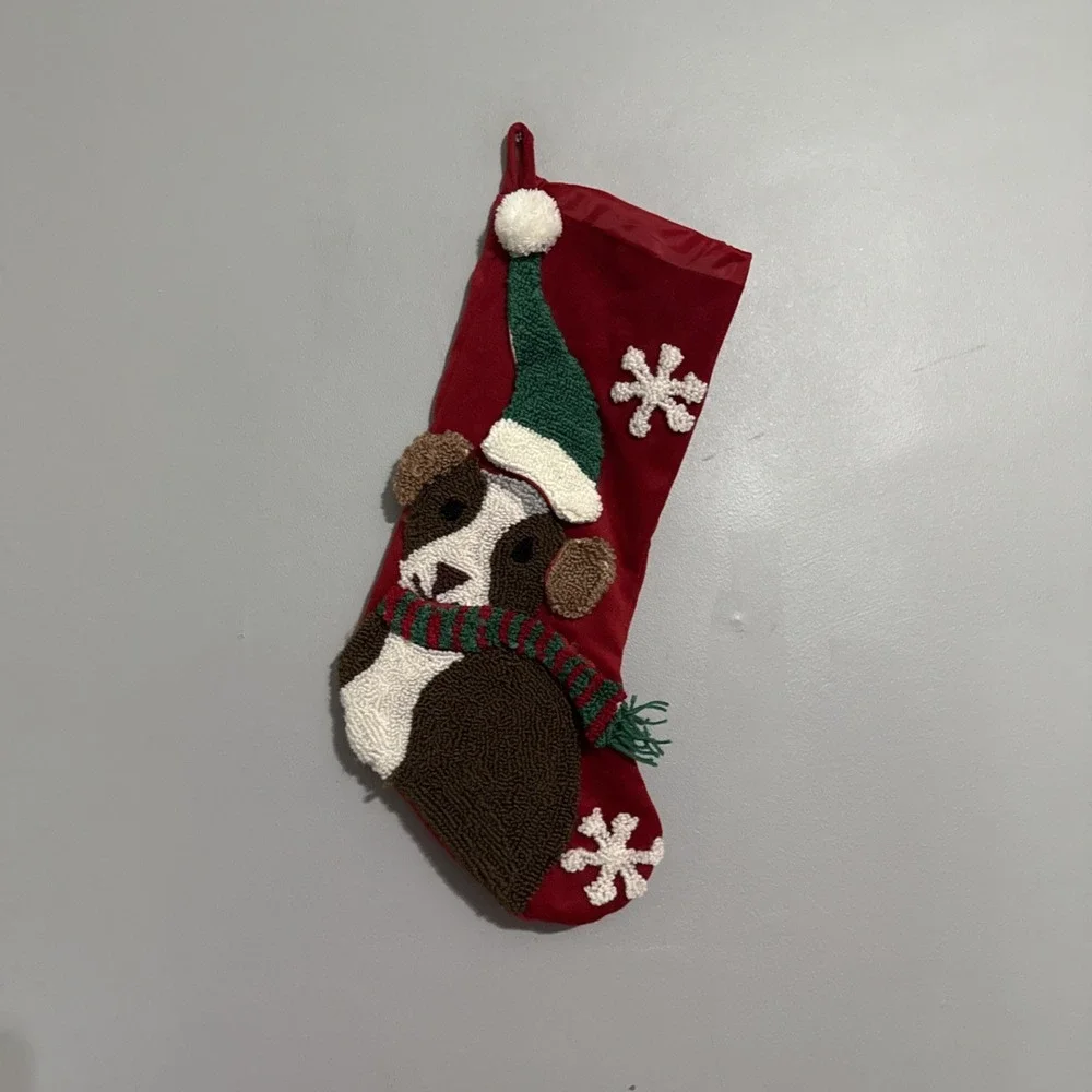 Festive Jingles and joy‎ Doggie Red Christmas Stocking Fast Free Shipping